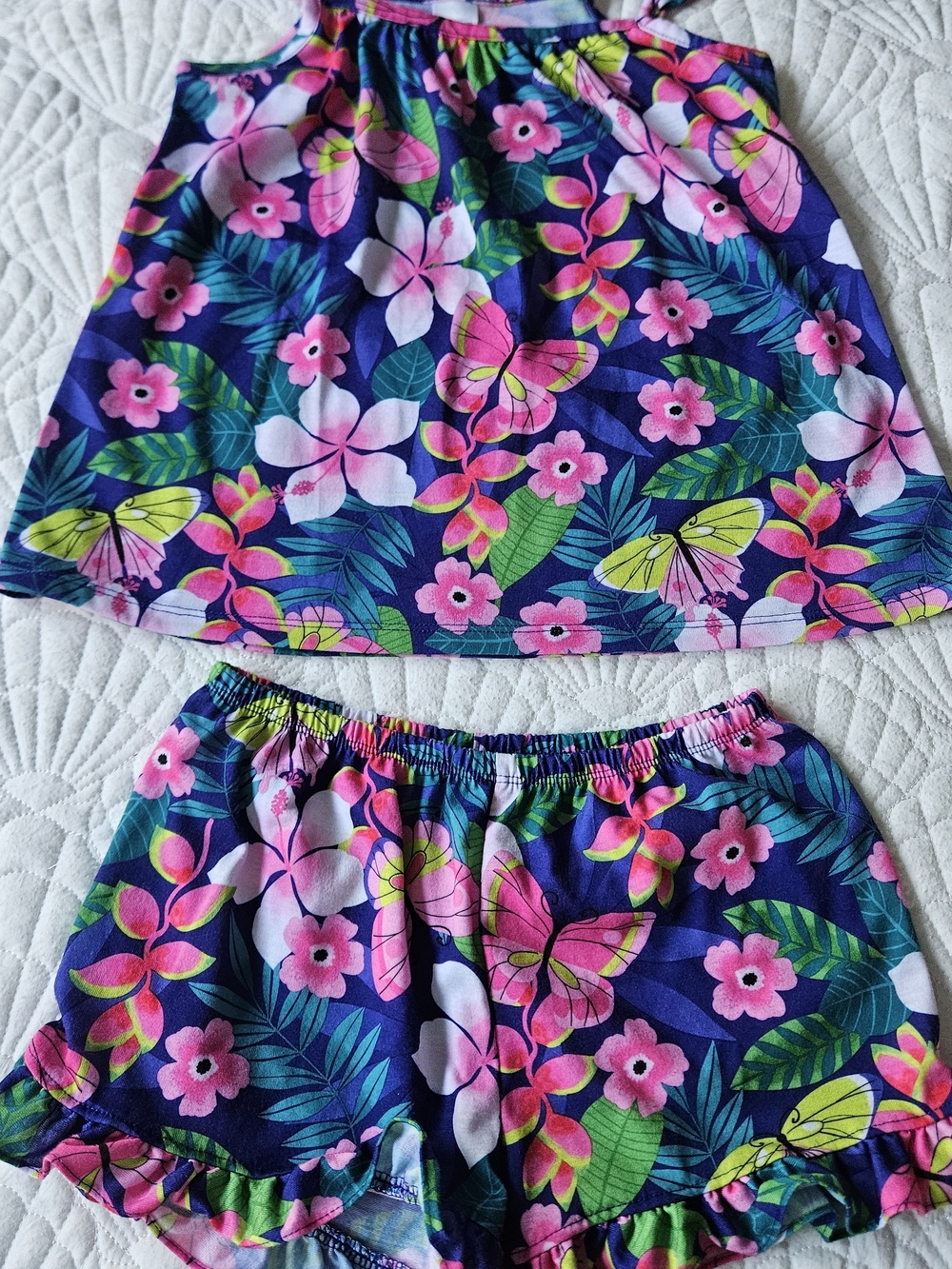 The Children's Place Navy Floral & Butterfly Pajamas Set with Pink Accents